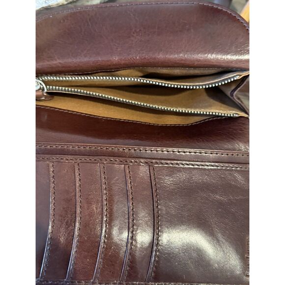 Ralph Lauren Collectors 100% Leather Card Check Wallet Zipper Whiskey Brown - Picture 12 of 16